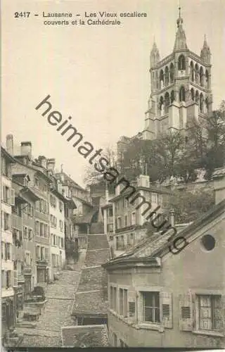 Lausanne - Les Vieux escaliers couverts et la Cathedrale - Editions Louis Burgy Lausanne