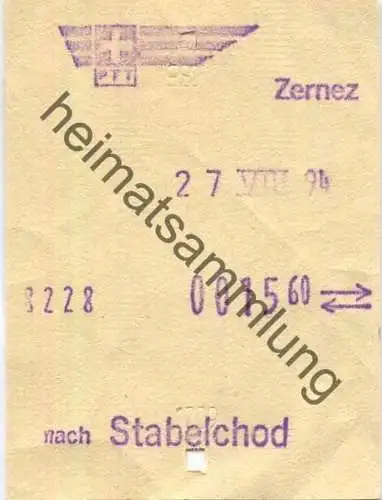 Schweiz - PTT - Zernez nach Stabelchod - Fahrschein 1994