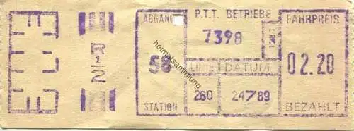 Schweiz - P.T.T. Betriebe - Fahrschein 1989