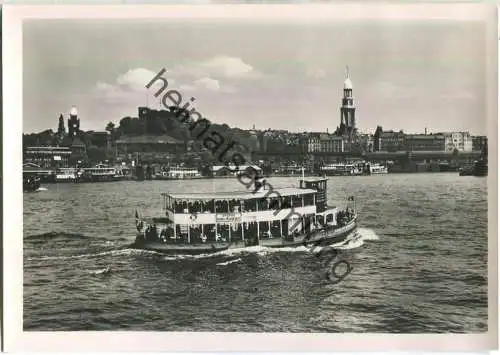 Hamburg - Hafen mit Seewarte und Michaeliskirche - Foto-Ansichtskarte - Verlag Schöning & Co. Lübeck 40er Jahre