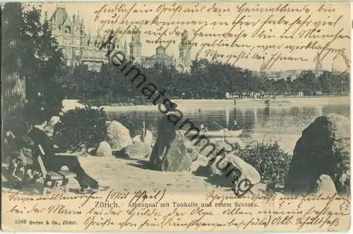 Zürich - Alpenquai mit Tonhalle und rotem Schloss - Verlag Gorden & Co. Zürich