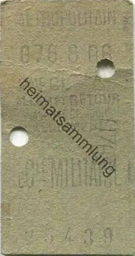 Frankreich - Metropolitain Militaire - 2me Cle - Billet Fahrkarte