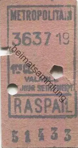 Frankreich - Metropolitain - Raspail - 1re Classe - Billet Fahrkarte