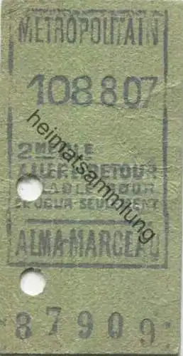 Frankreich - Metropolitain Alma-Marceau - 2me Cle - Billet Fahrkarte