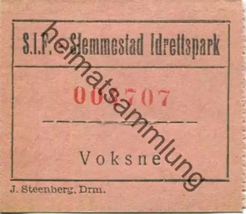 Norwegen - S.I.F. Slemmestad Idrettspark - Eintrittskarte