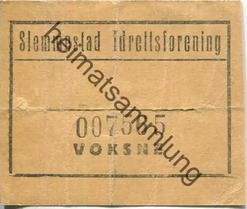 Norwegen - Slemmestad Idrettspark - Eintrittskarte