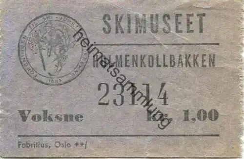 Norwegen - Holmenkollbakken - Skimuseet - Eintrittskarte