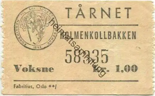 Norwegen - Holmenkollbakken - Tarnet - Eintrittskarte