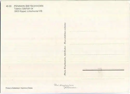 Kippel - Pension Bietschhorn - AK Grossformat - Verlag Klopfenstein Adelboden