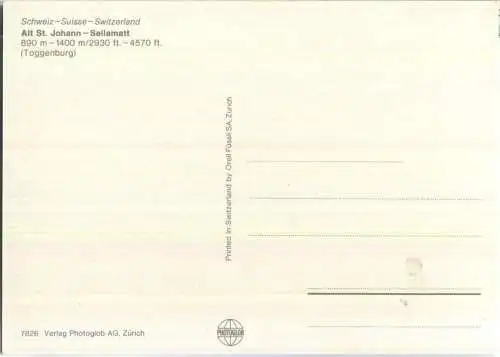 Alt St. Johann - Sellamatt - Sessellift - Verlag Photoglob AG Zürich