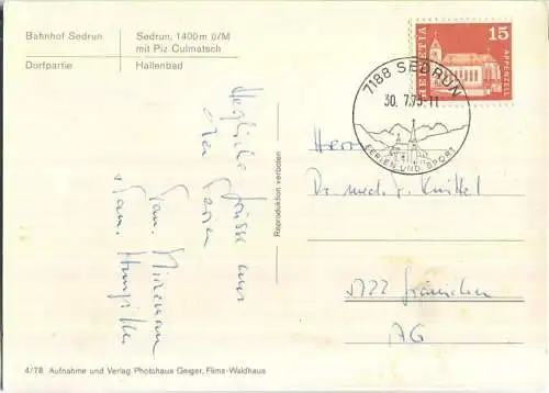 Sedrun - Bahnhof - Dorf - Hallenbad - Verlag Geiger Flims