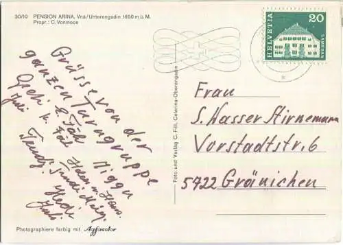 Vna - Pension Arina - Propr. C Vonmoos - Verlag C. Filli Celerina