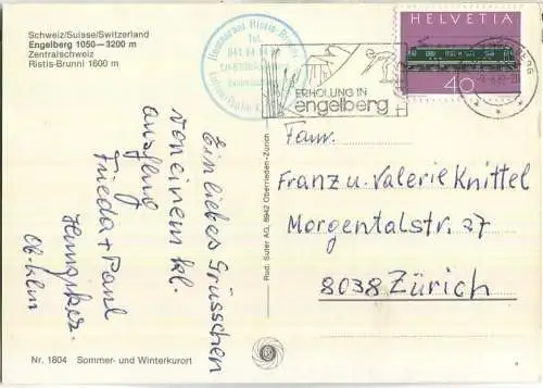 Engelberg - Ristis Brunni - Luftseilbahn - Verlag Rud. Suter Oberrieden