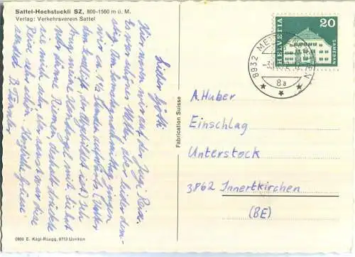 Sattel - Hochstuckli - Sesselbahn - Verlag Verkehrsverein Sattel