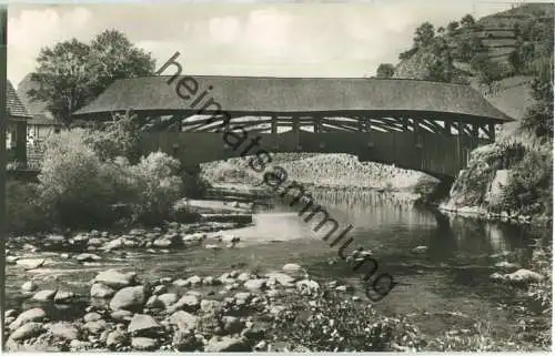 Forbach - Alte Holzbrücke über die Murg - Foto-Ansichtskarte - Verlag Schöning & Co. Lübeck