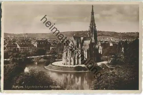 Stuttgart - Johanneskirche mit Feuersee - Verlag Gebr. Metz Tübingen