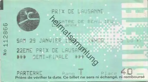 Schweiz - Prix de Lausanne - Theatre de Beaulieu Lausanne - Eintrittskarte Demi-Finale 1994