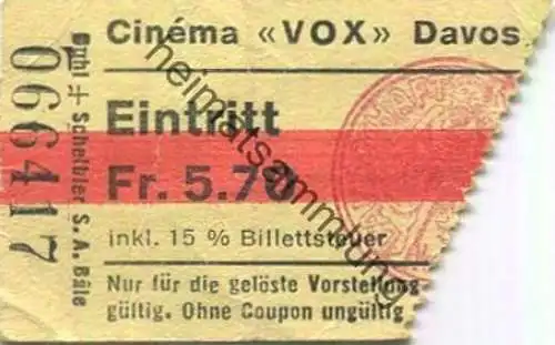 Schweiz - Davos - Cinema VOX - Kinokarte
