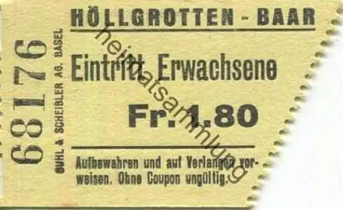 Schweiz - Höllgrotten Baar - Eintrittskarte
