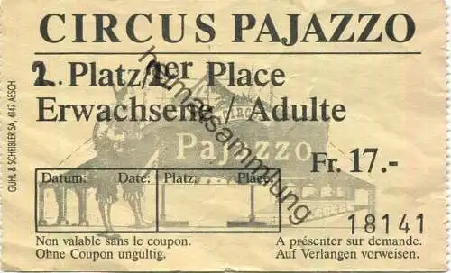 Schweiz - Cirkus Pajazzo - Eintrittskarte