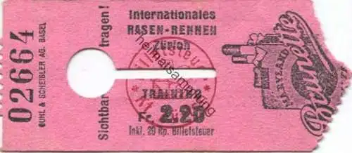 Schweiz - Zürich - Internationales Rasen-Rennen - Eintrittskarte Training