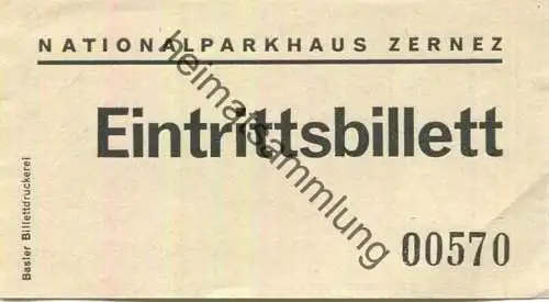 Schweiz - Zernez - Nationalparkhaus - Eintrittsbillett