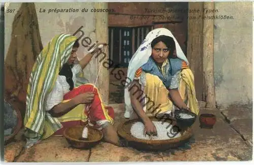 Türkisch-orientalische Typen - Bei der Zubereitung von Fleischklössen - Verlag Lehnert & Landrock - Feldpost