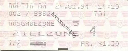 Schweiz - Tarifverbund Biel-Seeland-Berner Jura - Fahrschein Billet 1994