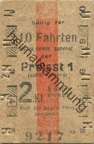 Deutschland - Berlin - Gültig für 10 Fahrten bis zu einem Bahnhof der Preisstufe 1 - Berliner S-Bahnverkehr Fahrkarte 2.