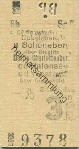 Deutschland - Berlin - Gültig zwischen Babelsberg und Schöneberg über Steglitz Berlin-Charlottenburg oder Halensee oder