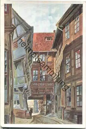 Hildesheim - Blick auf das Pfeilerhaus vom Hohenweg gesehen - Nach Aquarellen von R. Heyer - Verlag Franz Borgmeyer