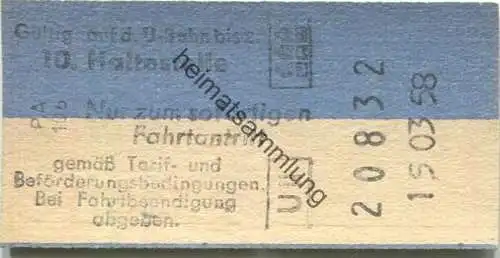 Deutschland - Hamburg - HHA - Hamburger Hochbahn AG - Gültig auf der U-Bahn bis zur 10. Haltestelle - Fahrkarte 1958