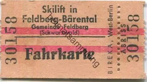 Deutschland - Feldberg (Schwarzwald) - Skilift in Feldberg-Bärental - Fahrkarte