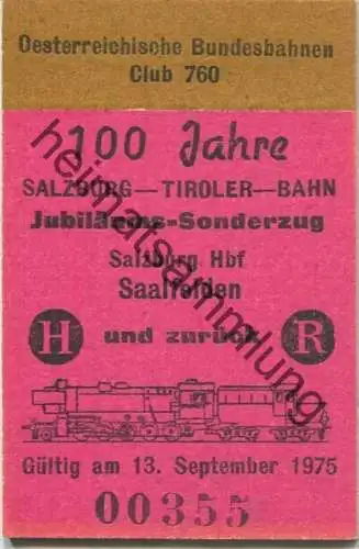 Österreich - Österreichische Bundesbahnen Club 760 - 100 Jahre Salzburg-Tiroler-Bahn Jubiläums-Sonderfahrt - Salzburg Hb