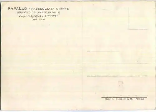Rapallo - Passeggiata a mare dal Terrazzo del Caffe Rapallo - Propr. Majerna e Ruggeri - Ediz. R. Gasparini & C. Genova