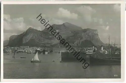 Palermo - Hafen und Monte Pellegrino - Foto-Ansichtskarte 30er Jahre