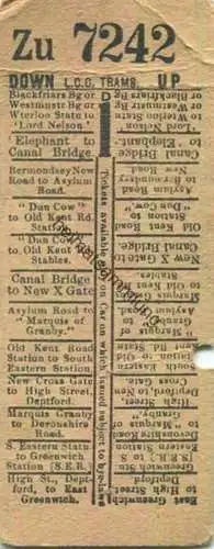 Grossritannien - London - London County Council Tramways L.C.C. Trams - Ticket - Fahrschein