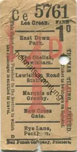Grossritannien - London - Thomas Tilling Limited - Ticket - Fahrschein