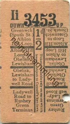 Grossritannien - London - London County Council Tramways L.C.C. Trams - Ticket - Fahrschein