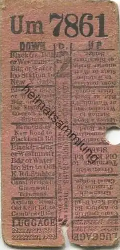 Grossritannien - London - London County Council Tramways L.C.C. Trams - Ticket - Fahrschein