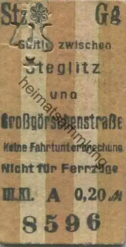 Deutschland - Berlin - Gültig zwischen Steglitz und Großgörschenstraße - keine Fahrtunterbrechung nicht für Fernzüge - S