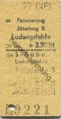 Deutschland - Jüterbog Ludwigsfelde - S-Bahn Ludwigsfelde - Fahrkarte 2. Klasse 1961