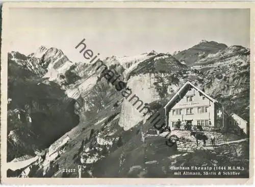 Gasthaus Ebenalp mit Altmann Säntis & Schäfler - Foto-Ansichtskarte - Verlag Foto Gross St. Gallen