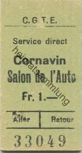 Schweiz - CGTE Geneve - Service direkt - Cornavin Salon de l'Auto - Fahrkarte