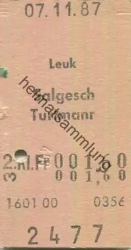 Schweiz - Leuk Salgesch Turtmann einfach - Fahrkarte 1986