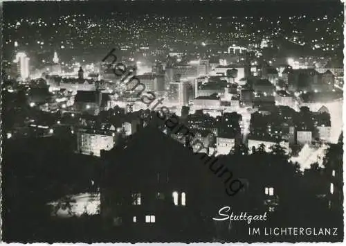 Stuttgart im Lichterglanz - Foto-Ansichtskarte - Franckh-Verlag Stuttgart