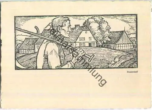 Künstlerkarte Bauernhof - Werbekarte der Lebensversicherungsanstalt Sachsen-Thüringen-Anhalt in Merseburg