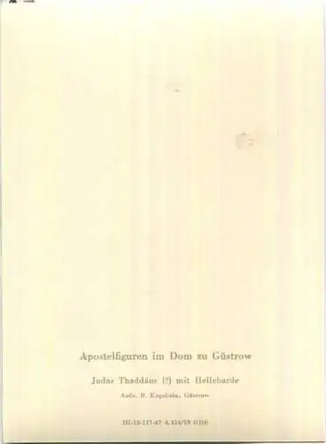 Güstrow - Apostelfigur im Dom - Verlag Hans C. Schmiedicke Markkleeberg - keine AK Einteilung