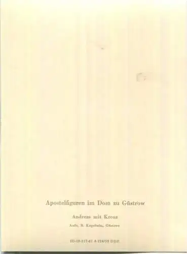 Güstrow - Apostelfigur im Dom - Verlag Hans C. Schmiedicke Markkleeberg - keine AK Einteilung