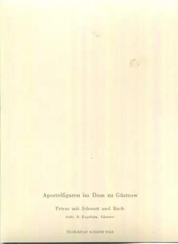 Güstrow - Apostelfigur im Dom - Verlag Hans C. Schmiedicke Markkleeberg - keine AK Einteilung